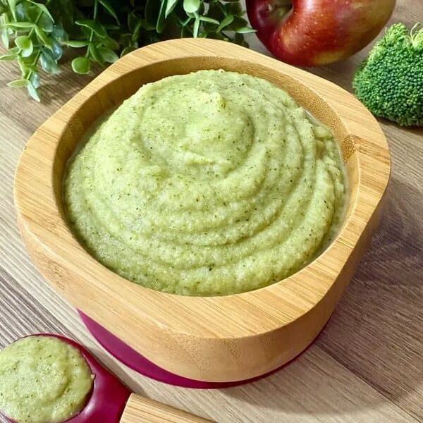 Broccoli- och äppelpuré